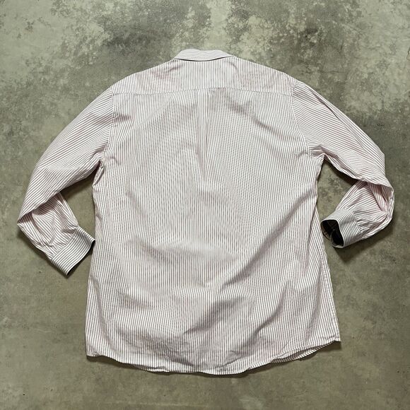 Barbour Shirt‎ Mens XL Red White Stripe Dress Tartan Collared Button Down - Picture 5 of 9